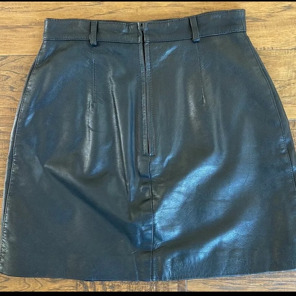 Vintage Hugo Buscati Leather Skirt Womens 10 Black Lined Bikercore Pencil 90s - Picture 2 of 4